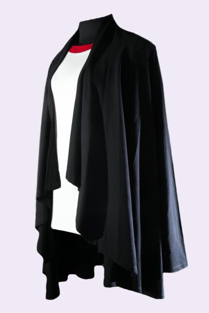 Black wrap coverup & white shell top