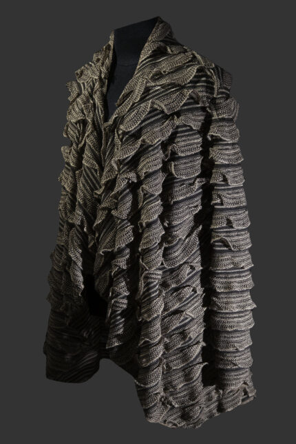 brown ruflle wrap sweater