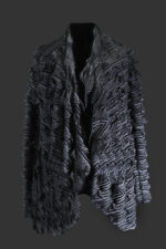 gray/black ruffle wrap sweater