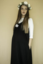 white shell with 501 black maternity jumper by mamala