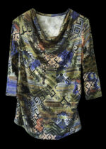 Maternity Pullover Top Sophia Jewel Tone Print - Image 2