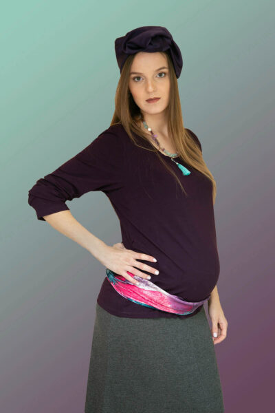 Purple Shell & Grey Skirt Lea-post