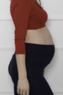 Maternity legging obi-style waist and fashion crop top color red