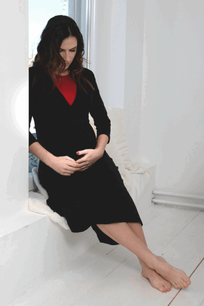 Pregnancy & Nursing Dress in color black design by Mamala